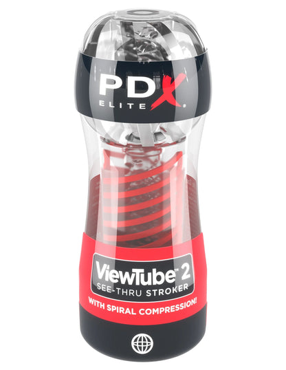 PDX Elite View Tube 2 Stroker - Red & Clear | 603912774474 | Available at EroticWarehouse.com