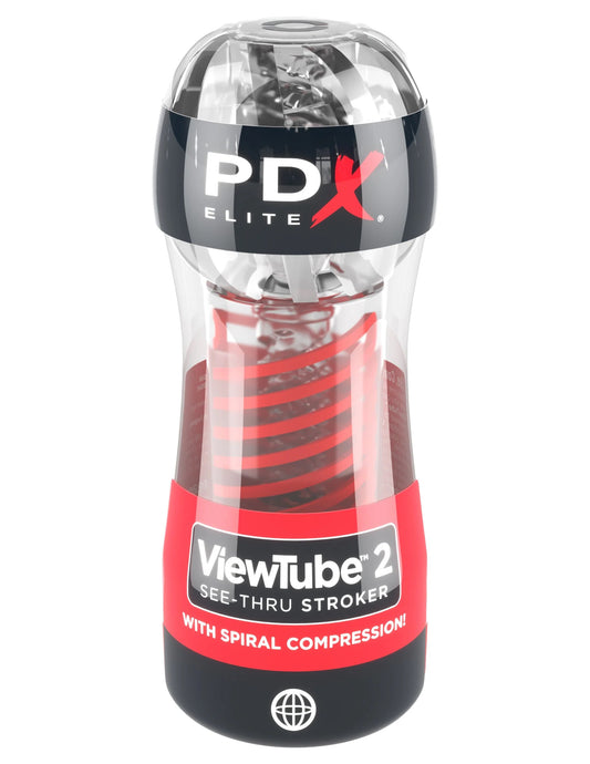 PDX Elite View Tube 2 Stroker - Red & Clear | 603912774474 | Available at EroticWarehouse.com