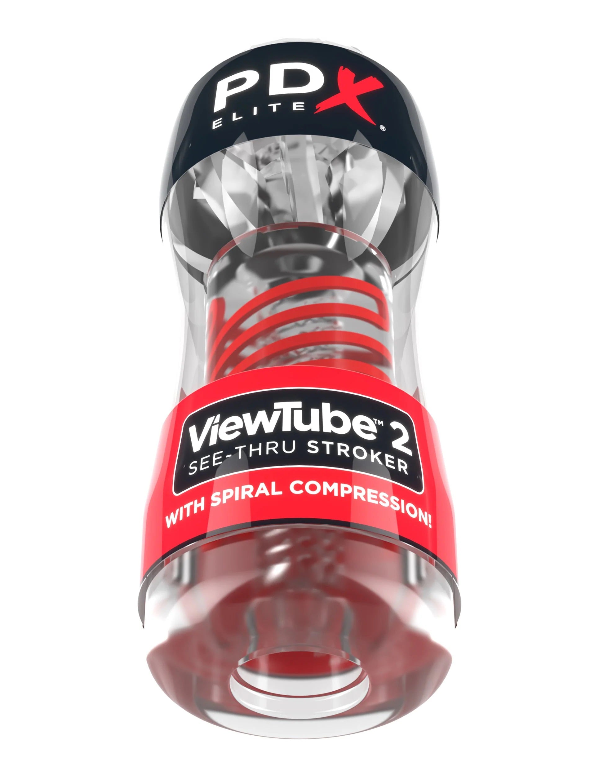 PDX Elite View Tube 2 Stroker - Red & Clear | 603912774474 | Available at EroticWarehouse.com