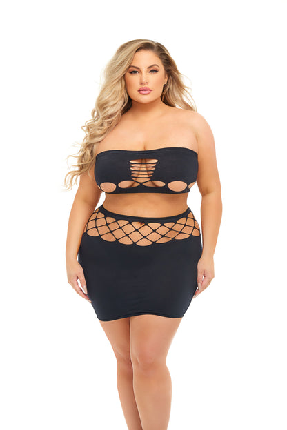 Net Worth 2pc Bandeau Set - Queen - Black | 196018764499 | Available at EroticWarehouse.com