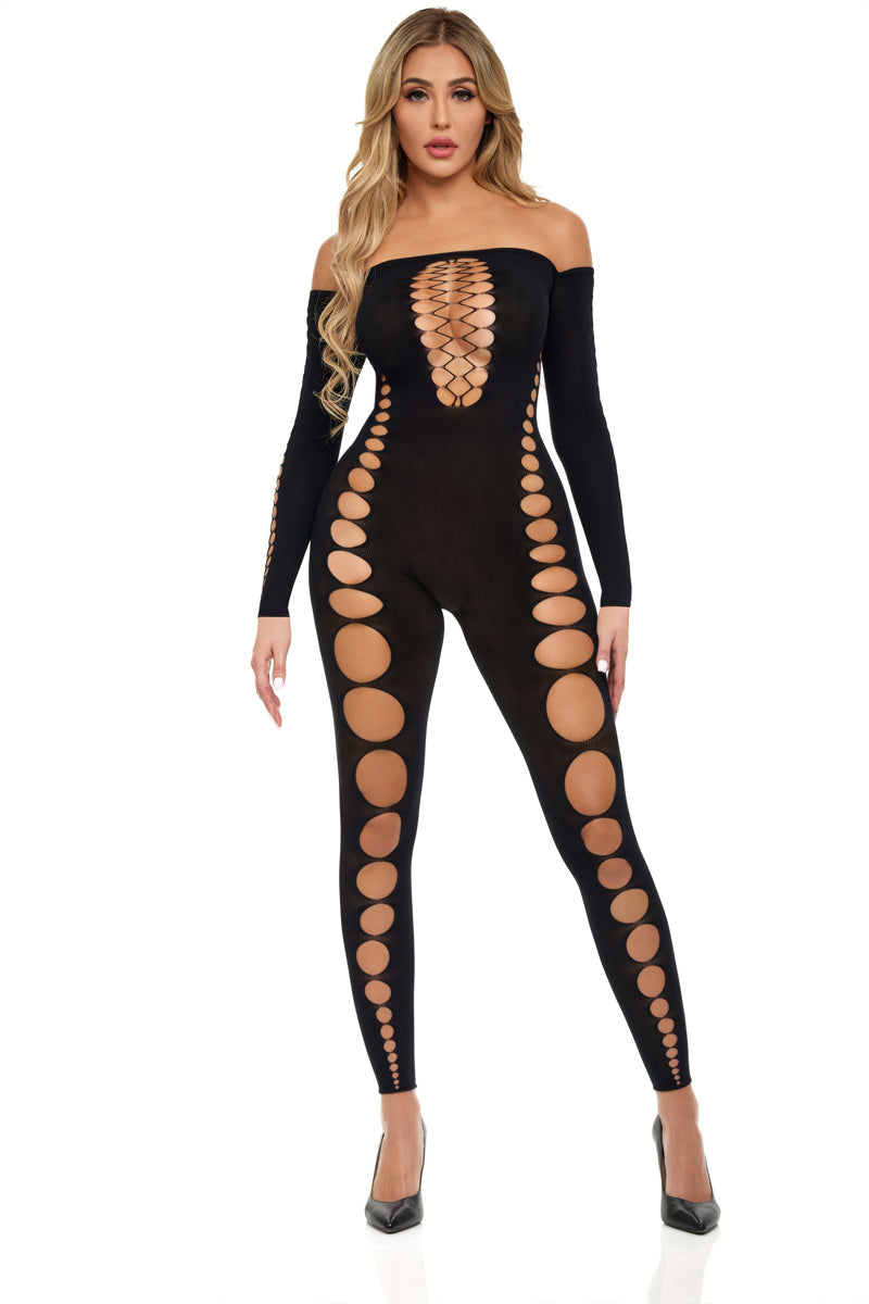 Boujee Gang Bodystocking - One Size - Black | 196018567557 | Available at EroticWarehouse.com