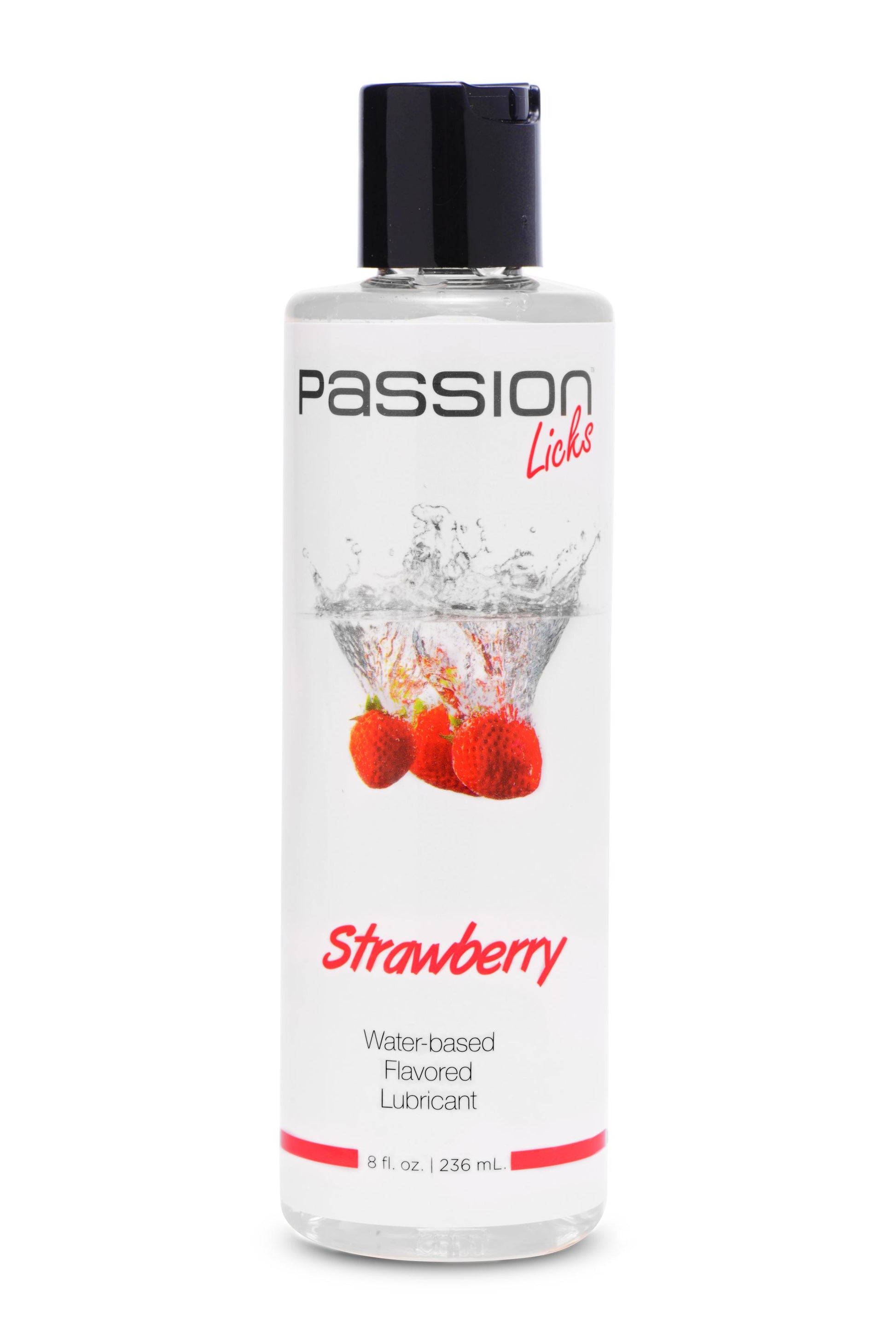 Passion Licks Strawberry Water Based Flavored Lubricant - 8 Fl Oz / 236 ml | 848518023193 | Available at EroticWarehouse.com