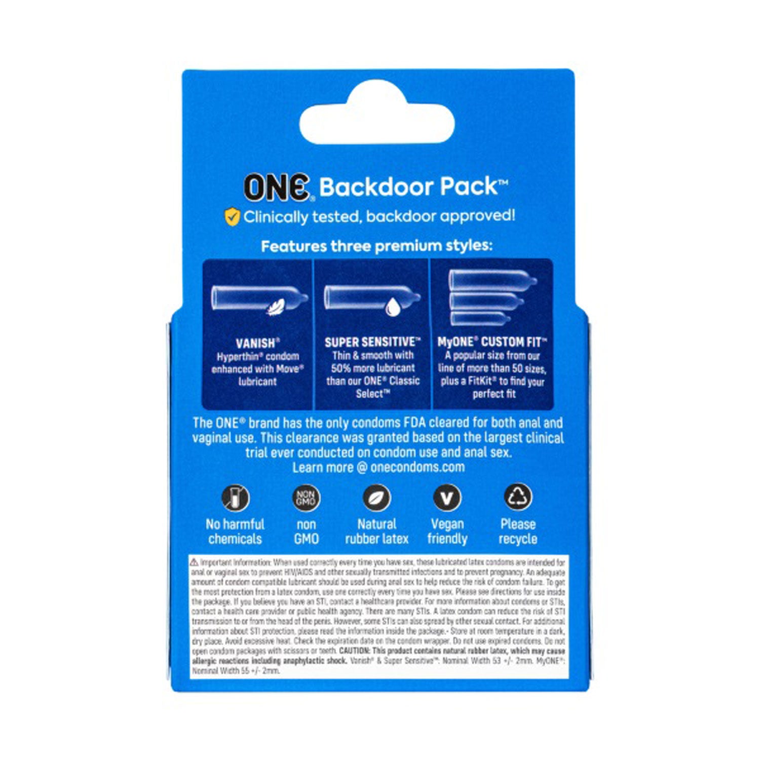 One Backdoor 3 Count Condoms | 726893114432 | Available at EroticWarehouse.com
