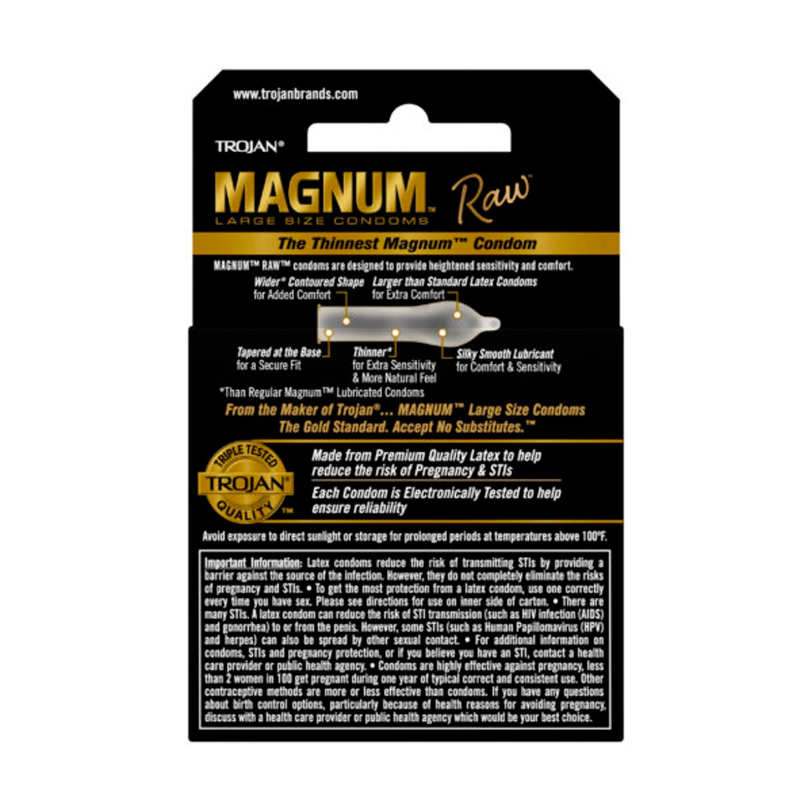 Trojan Magnum Raw 3 Ct Condoms | 022600200161 | Available at EroticWarehouse.com