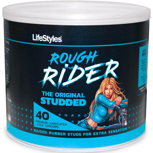 Lifestyles Rough Rider Studded Condoms - 40 Count Jar | 81335600033 | Available at EroticWarehouse.com