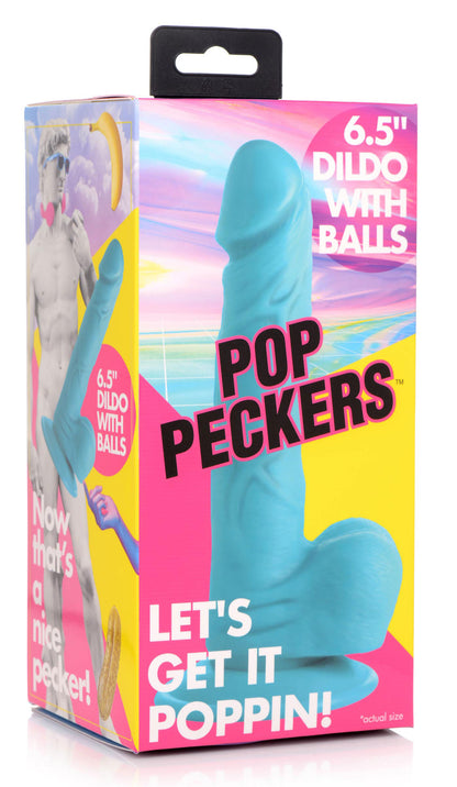 Pop Pecker 6.5 Inch Dildo With Balls - Blue | 848518044730 | Available at EroticWarehouse.com