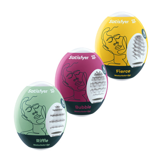3 Pc Set Masturbator Egg - Riffle - Bubble - Fierce | 4061504001807 | Available at EroticWarehouse.com
