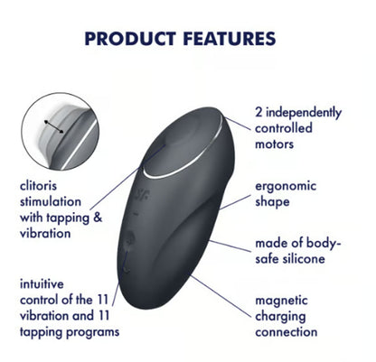 Satisfyer Tap and Climax 1 Vibrator - Grey | 4061504046013 | Available at EroticWarehouse.com