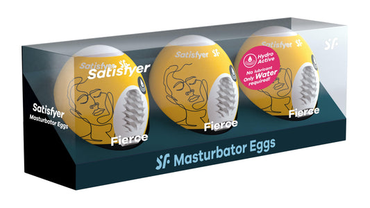 3 Pc Set Masturbator Egg - Fierce - Yellow | 4049369043460 | Available at EroticWarehouse.com