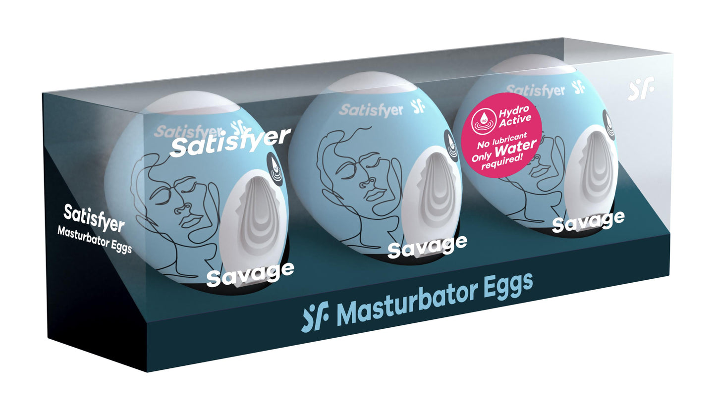 3 Pc Set Masturbator Egg - Savage - Blue | 4049369043484 | Available at EroticWarehouse.com