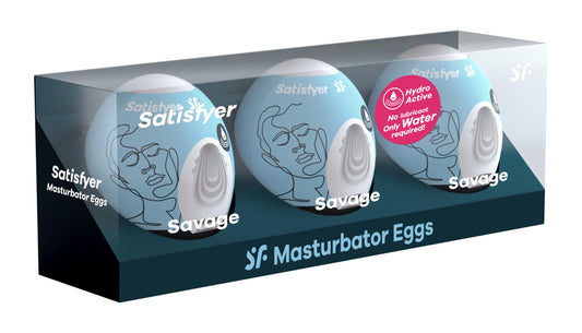 3 Pc Set Masturbator Egg - Savage - Blue | 4049369043484 | Available at EroticWarehouse.com