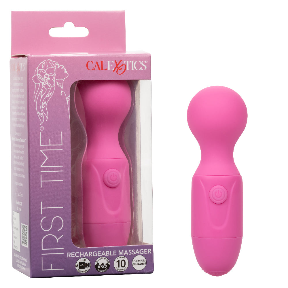First Time Rechargeable Massager - Pink | 716770108678 | Available at EroticWarehouse.com