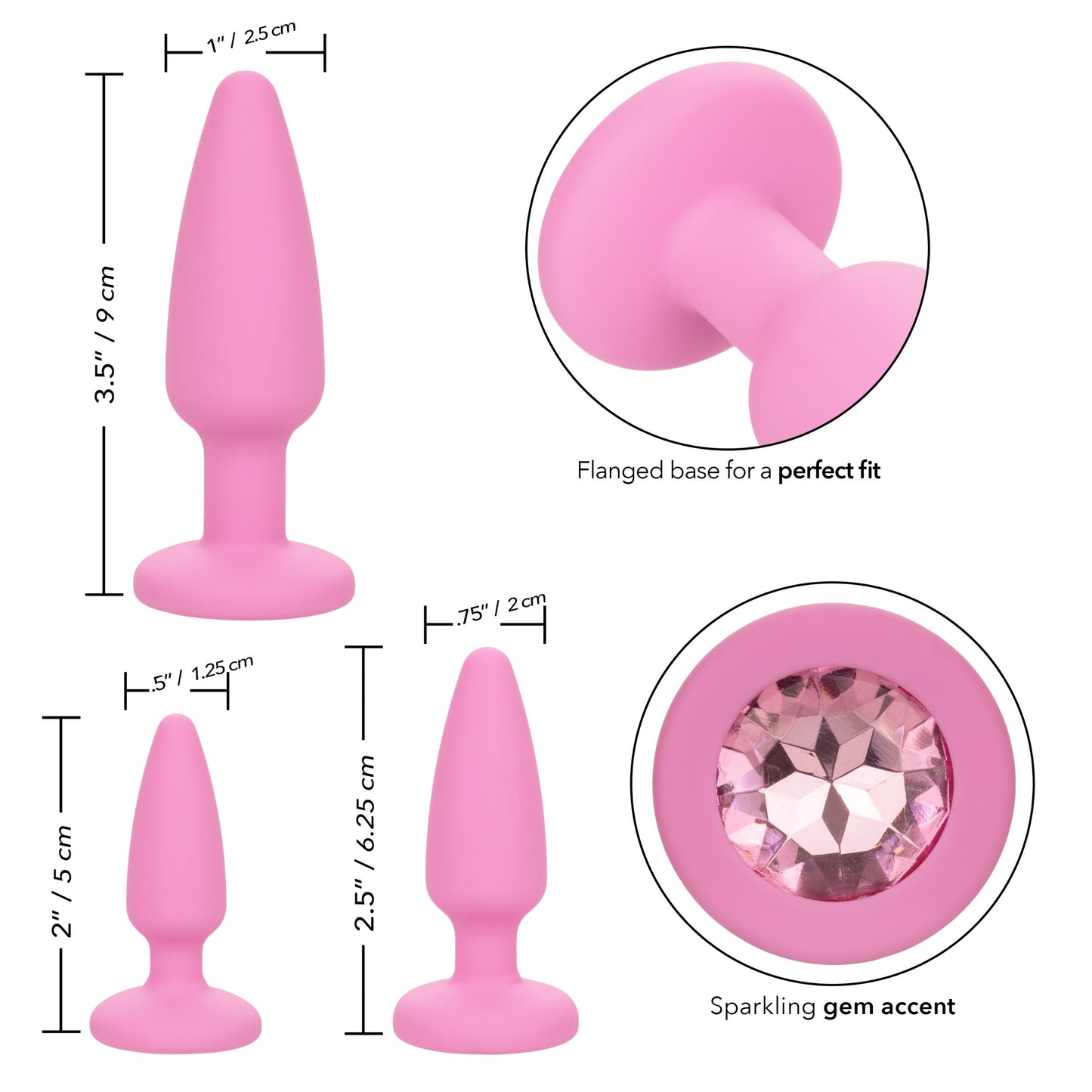 First Time Crystal Booty Butt Plug Kit - Pink | 716770101167 | Available at EroticWarehouse.com