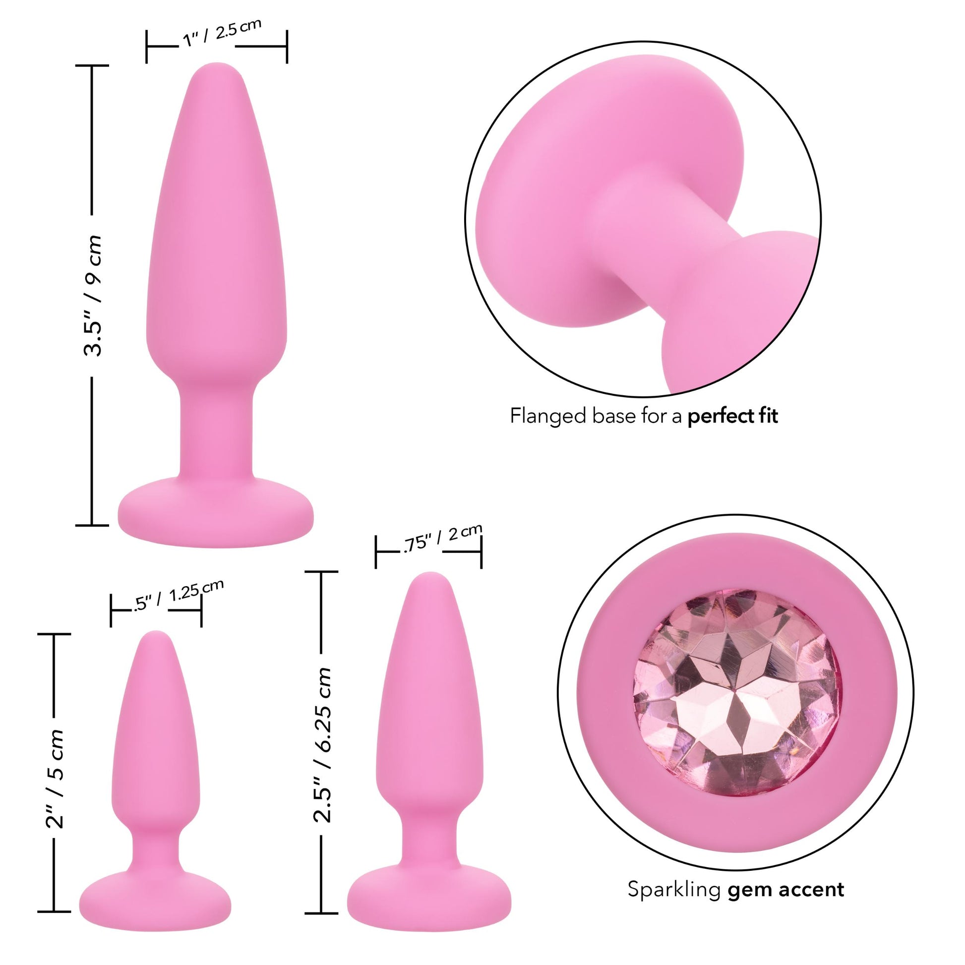 First Time Crystal Booty Butt Plug Kit - Pink | 716770101167 | Available at EroticWarehouse.com