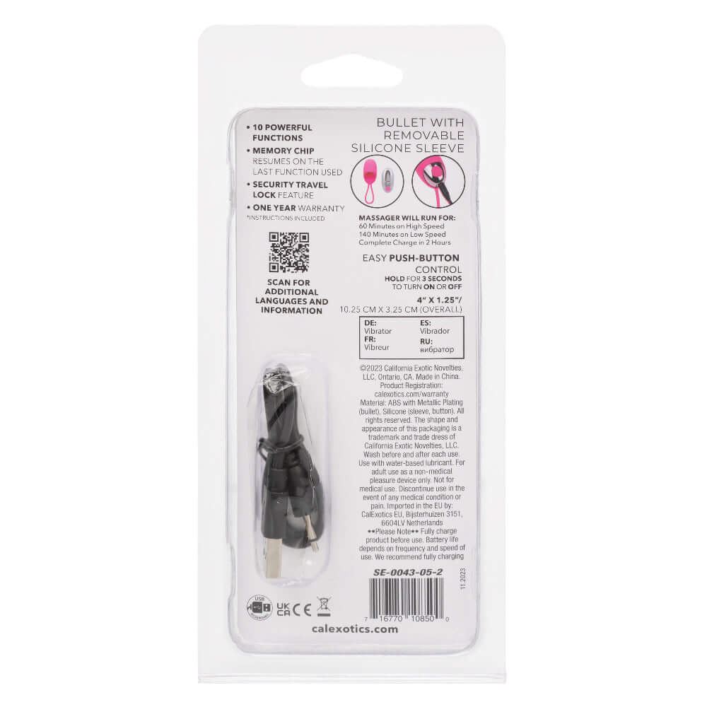 Turbo Buzz Bullet With Removable Silicone Sleeve - Pink | 716770108500 | Available at EroticWarehouse.com