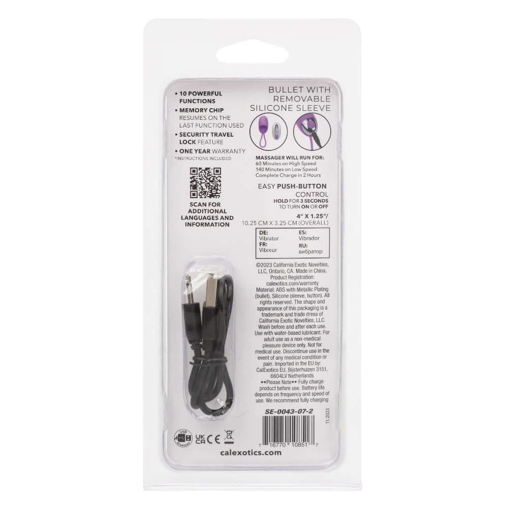 Turbo Buzz Bullet With Removable Silicone Sleeve - Purple | 716770108517 | Available at EroticWarehouse.com