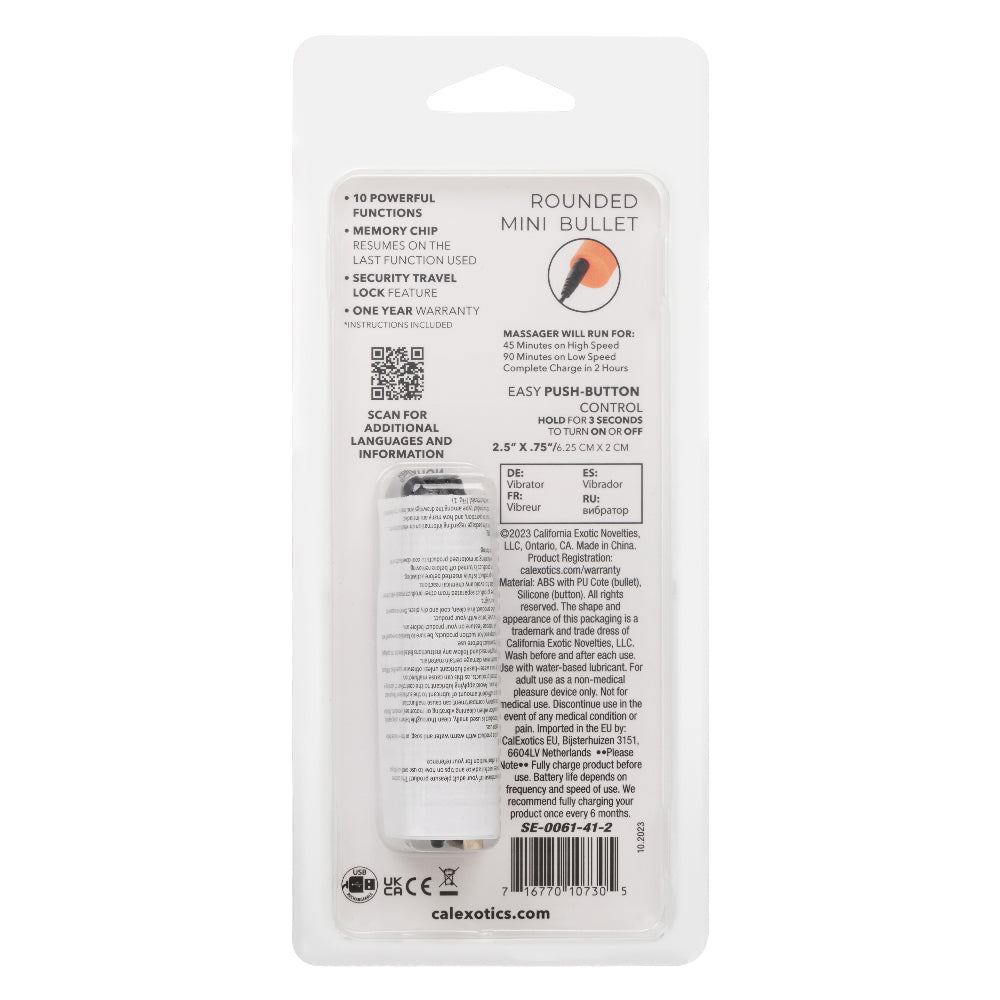 Turbo Buzz Rounded Mini Bullet - Orange | 716770107305 | Available at EroticWarehouse.com