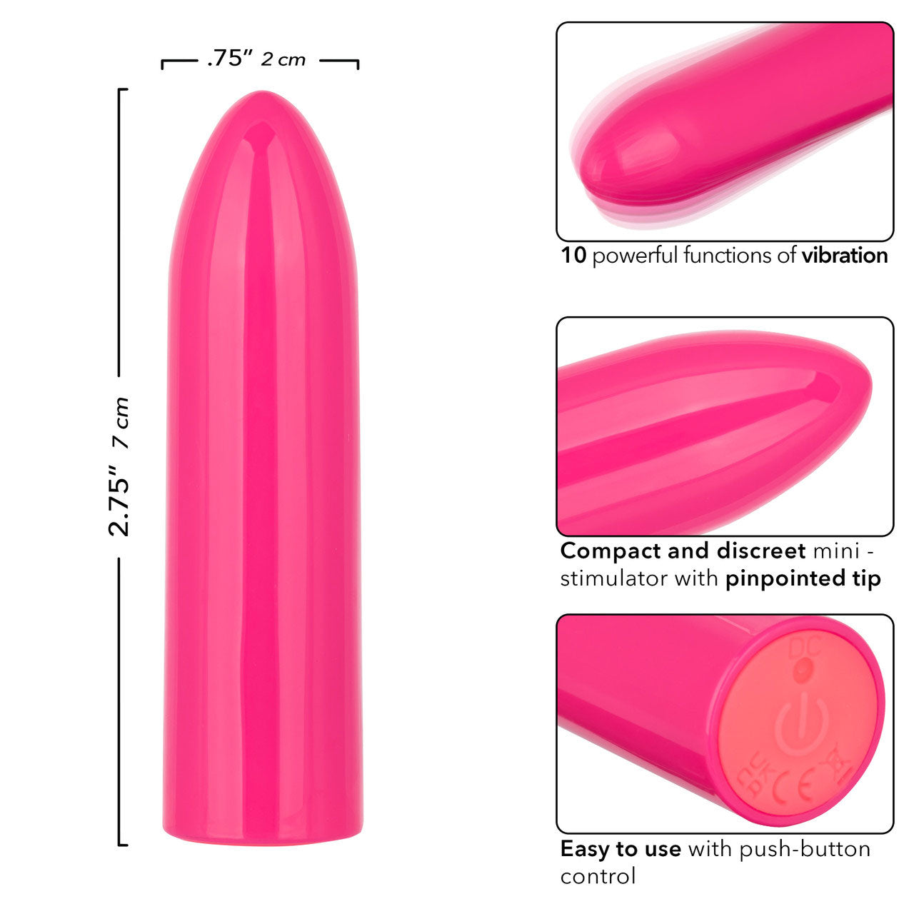 Turbo Buzz Classic Mini Bullet - Pink | 716770107381 | Available at EroticWarehouse.com