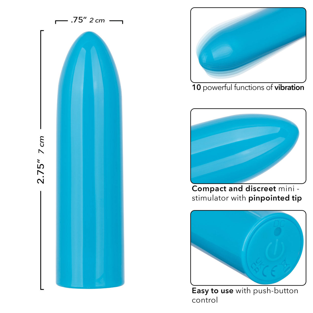 Turbo Buzz Classic Mini Bullet - Blue | 716770107398 | Available at EroticWarehouse.com