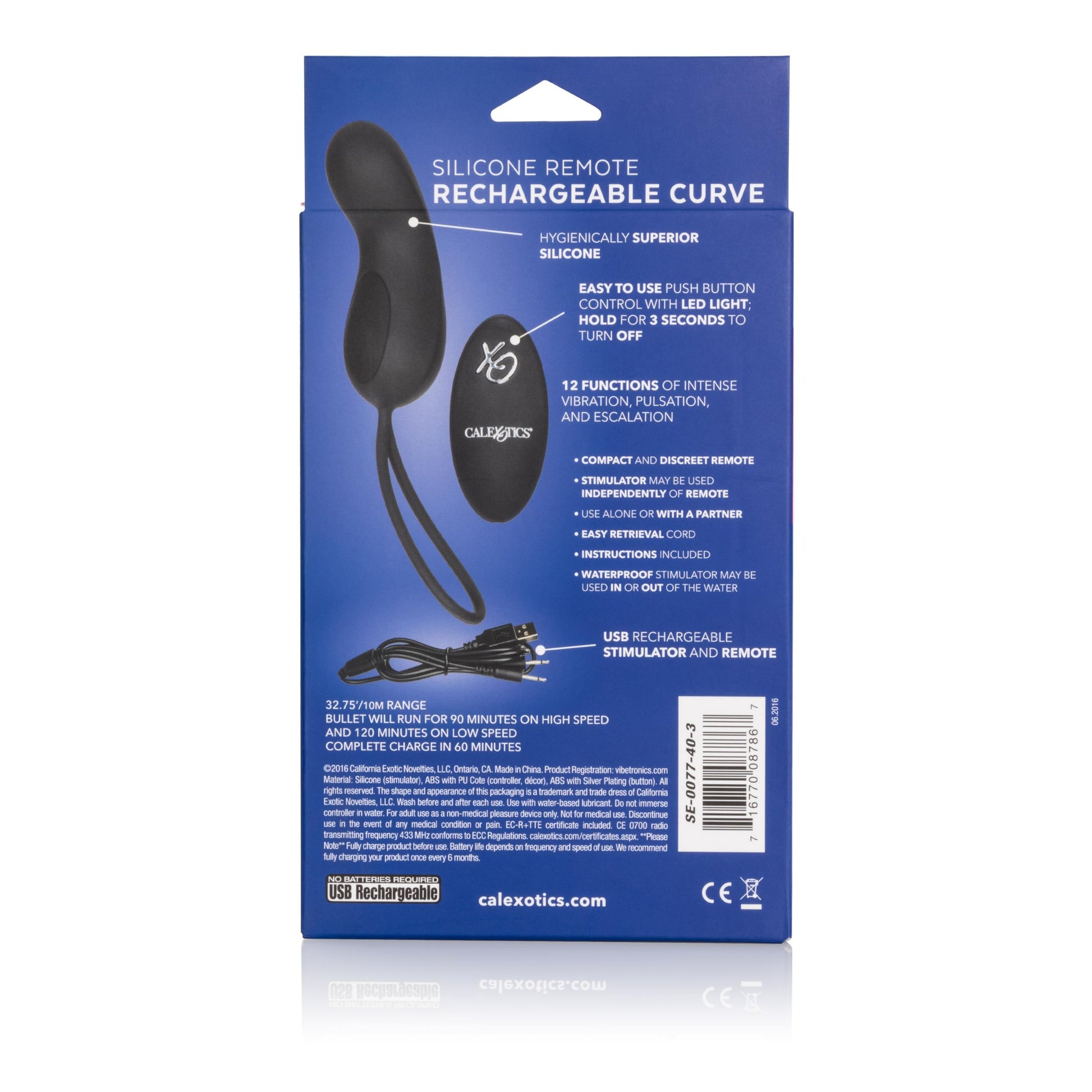 Silicone Remote Rechargeable Curve - Black | 716770087867 | Available at EroticWarehouse.com