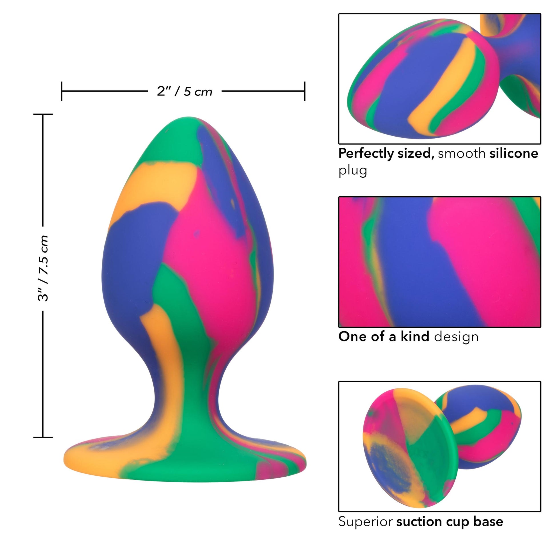 Cheeky Medium Tie-Dye Plug | 716770101525 | Available at EroticWarehouse.com