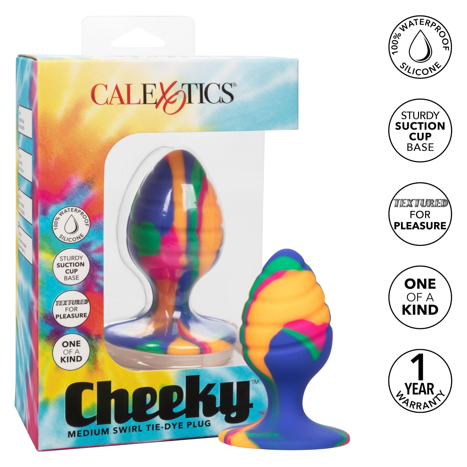 Cheeky Medium Swirl Tie-Dye Plug | 716770101532 | Available at EroticWarehouse.com