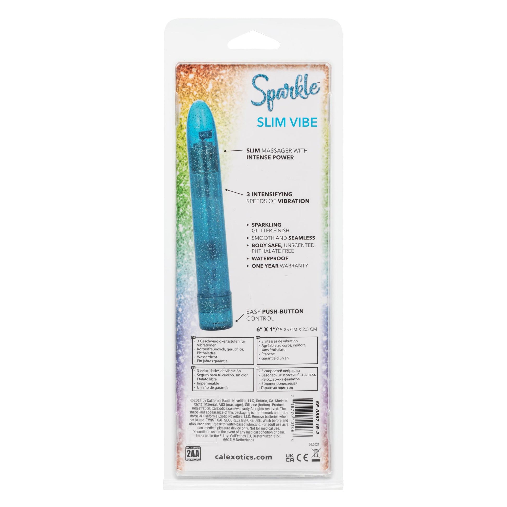 Sparkle Slim Vibe - Blue | 716770101068 | Available at EroticWarehouse.com