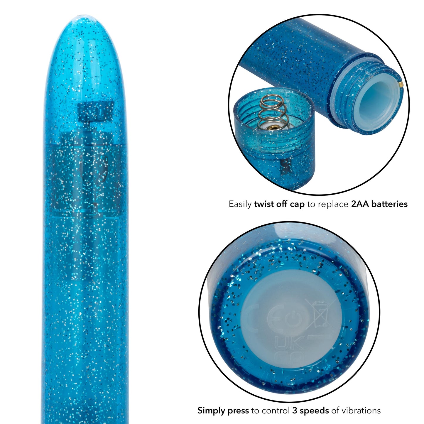 Sparkle Slim Vibe - Blue | 716770101068 | Available at EroticWarehouse.com