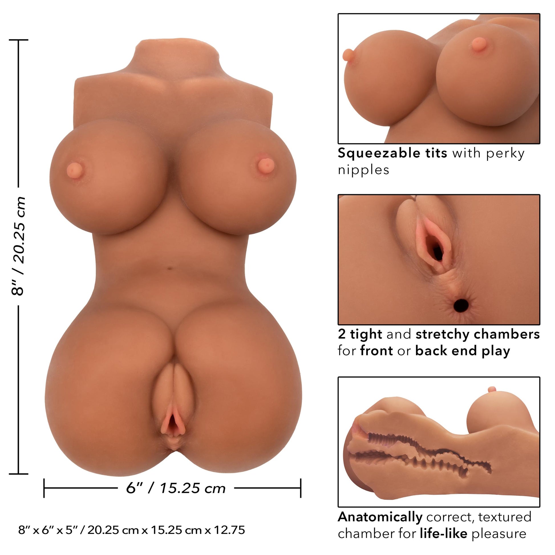 Stroke It Body Banger - Brown Torso | 716770098870 | Available at EroticWarehouse.com