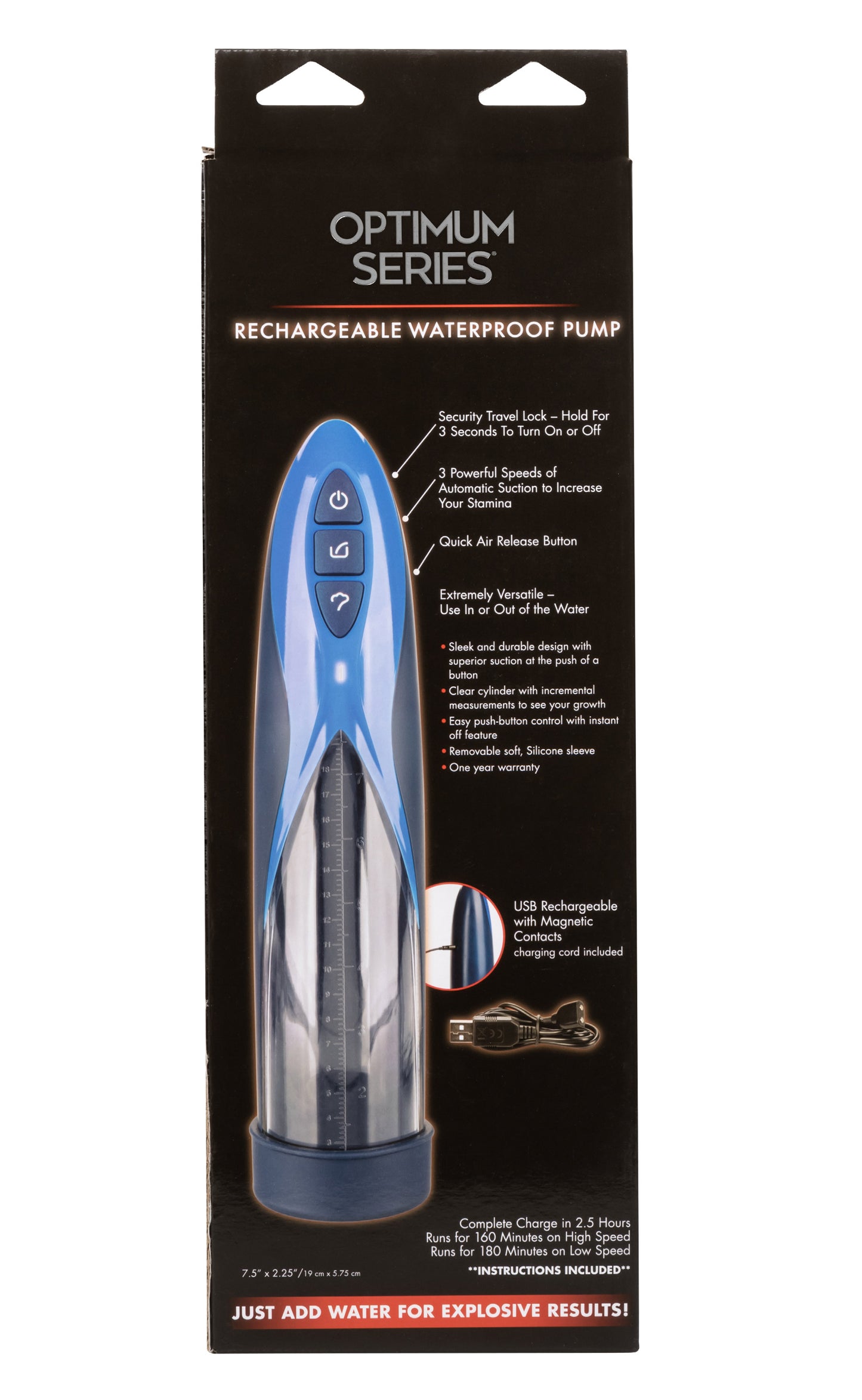 Optimum Series Rechargeable Waterproof Pump | 716770101501 | Available at EroticWarehouse.com