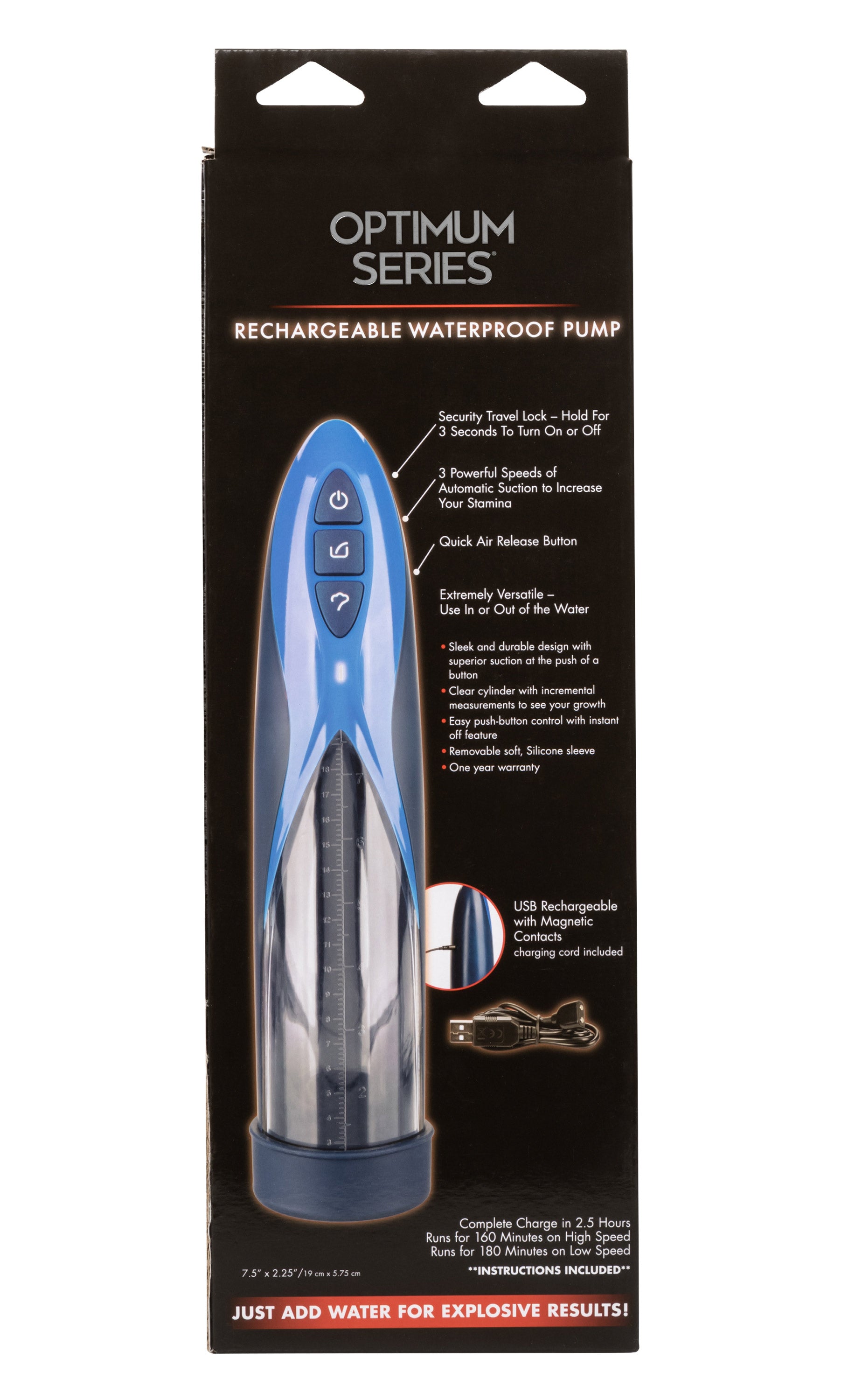 Optimum Series Rechargeable Waterproof Pump | 716770101501 | Available at EroticWarehouse.com