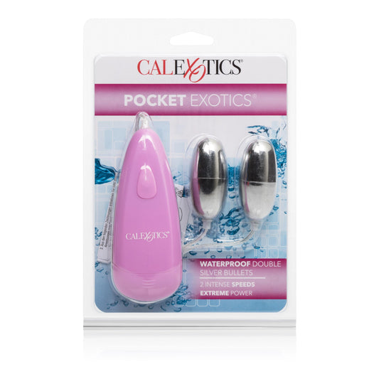 Pocket Exotics Waterproof Double Silver Bullets - Pink | 716770087737 | Available at EroticWarehouse.com