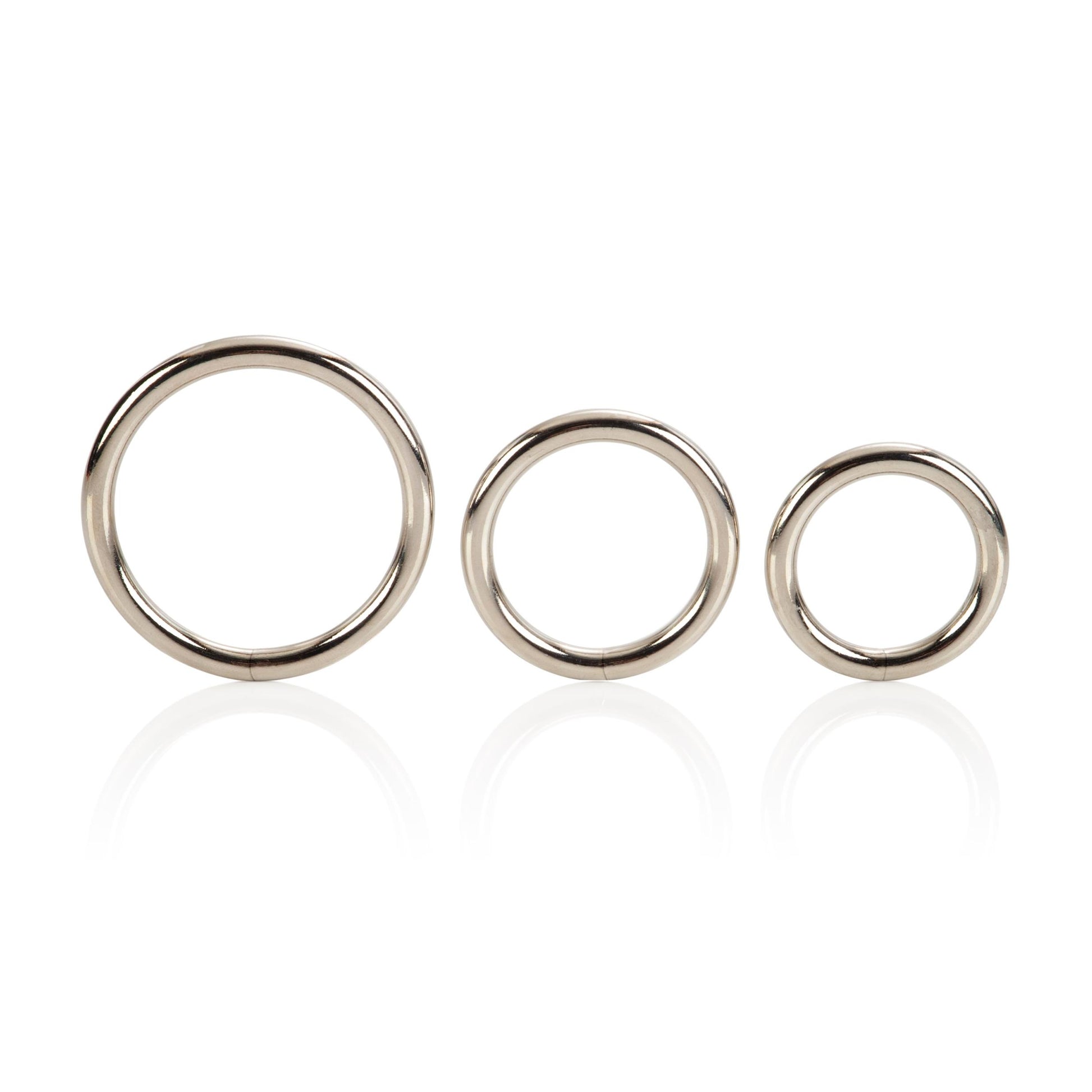 CalExotics Silver Cock Ring 3 Piece Set | 716770004413 | Available at EroticWarehouse.com
