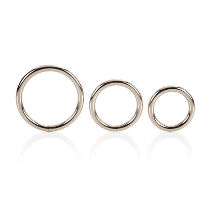 CalExotics Silver Cock Ring 3 Piece Set | 716770004413 | Available at EroticWarehouse.com