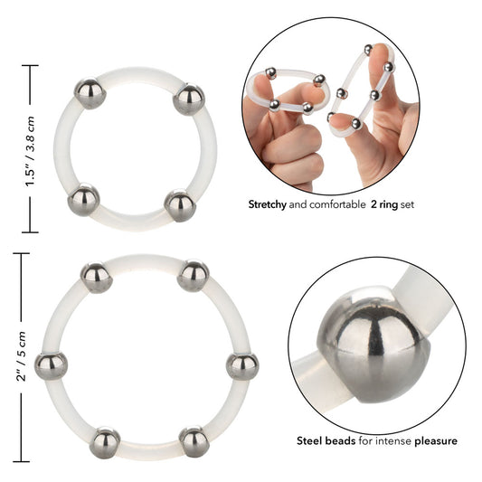 Steel Beaded Silicone Ring Set | 716770094247 | Available at EroticWarehouse.com