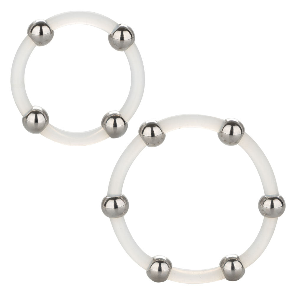 Steel Beaded Silicone Ring Set | 716770094247 | Available at EroticWarehouse.com