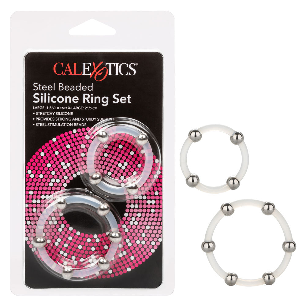 Steel Beaded Silicone Ring Set | 716770094247 | Available at EroticWarehouse.com