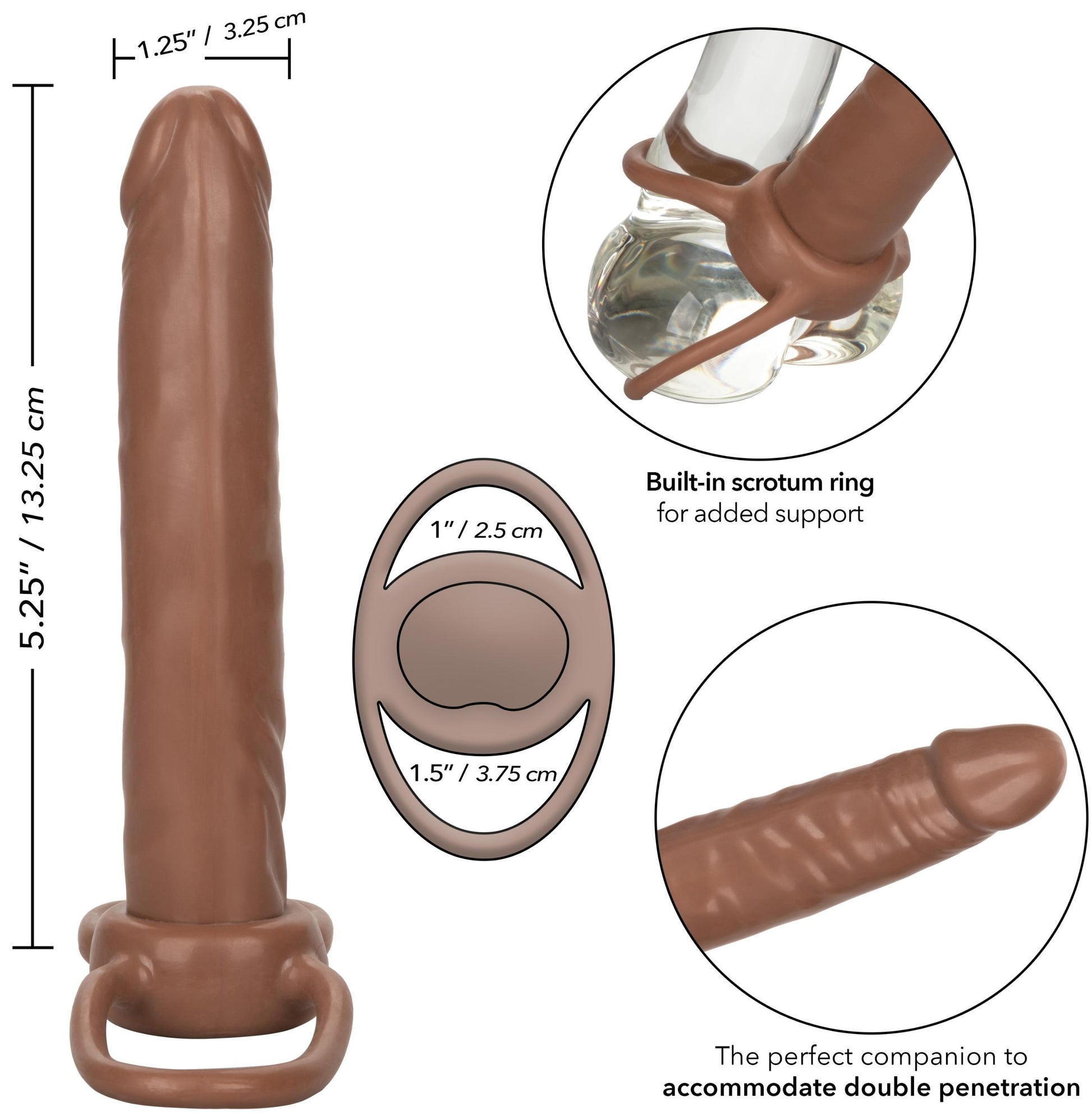 Accommodator Dual Penetrator - Brown | 716770101839 | Available at EroticWarehouse.com