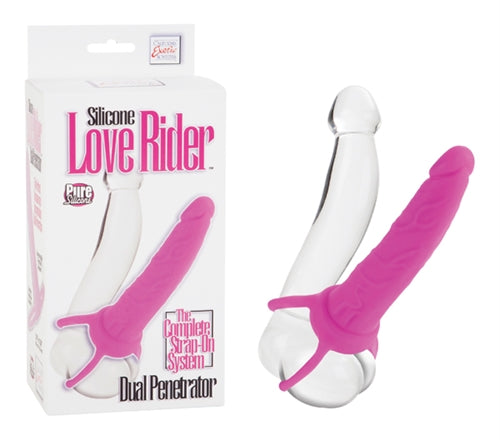 Silicone Love Rider Dual Penetrator - Pink | 716770073501 | Available at EroticWarehouse.com