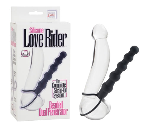 Silicone Love Rider Beaded Dual Penetrator - Black | 716770073730 | Available at EroticWarehouse.com