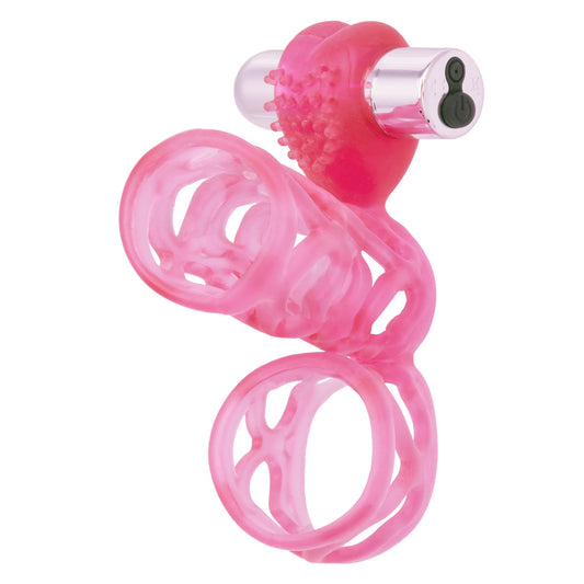Lovers Cage Stretchy Cock Cage Comfortable Scrotum Cage Pink Rechargeable | 716770050984 | Available at EroticWarehouse.com
