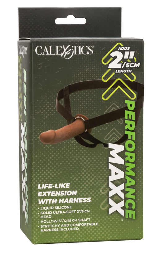 Performance Maxx Life-Like Extension With Harness - Brown | 716770101983 | Available at EroticWarehouse.com
