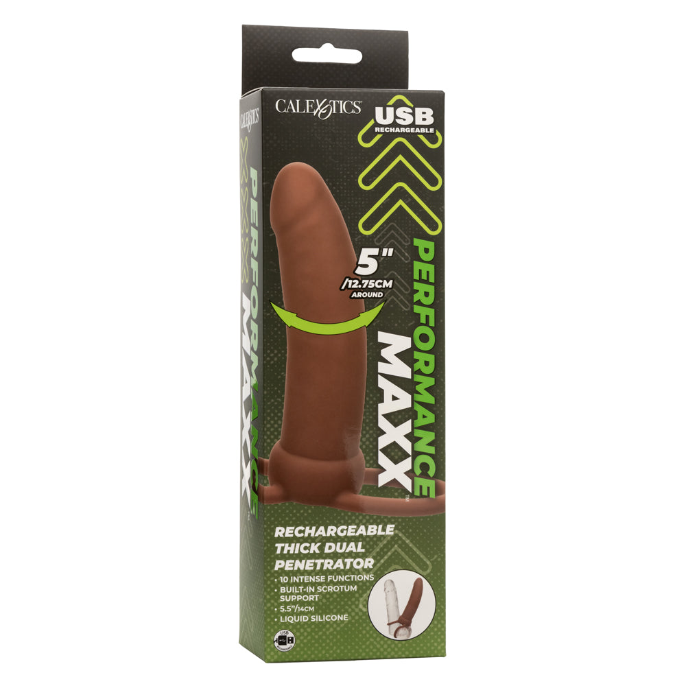 Performance Maxx Rechargeable Thick Dual Penetrator - Brown | 716770109309 | Available at EroticWarehouse.com