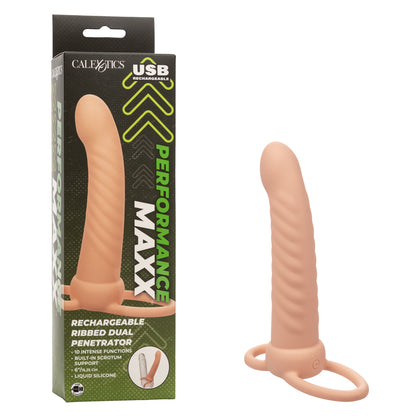 Performance Maxx Rechargeable Ribbed Dual Penetrator - Ivory | 716770109316 | Available at EroticWarehouse.com