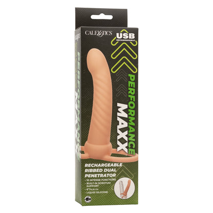 Performance Maxx Rechargeable Ribbed Dual Penetrator - Ivory | 716770109316 | Available at EroticWarehouse.com