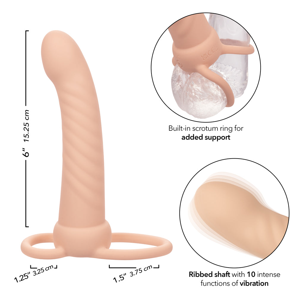 Performance Maxx Rechargeable Ribbed Dual Penetrator - Ivory | 716770109316 | Available at EroticWarehouse.com