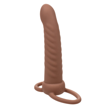 Performance Maxx Rechargeable Ribbed Dual Penetrator - Brown | 716770109323 | Available at EroticWarehouse.com