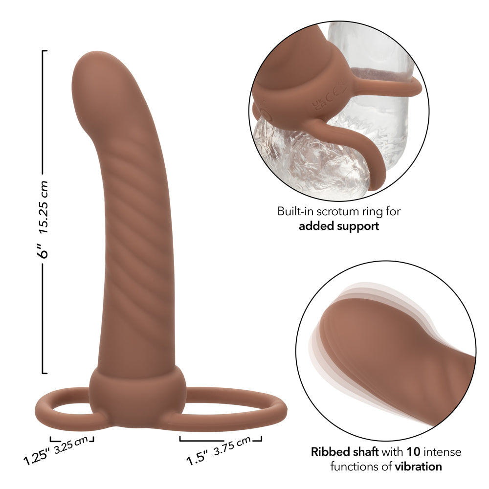 Performance Maxx Rechargeable Ribbed Dual Penetrator - Brown | 716770109323 | Available at EroticWarehouse.com