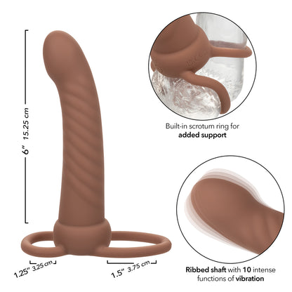 Performance Maxx Rechargeable Ribbed Dual Penetrator - Brown | 716770109323 | Available at EroticWarehouse.com