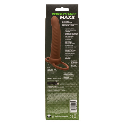 Performance Maxx Rechargeable Ribbed Dual Penetrator - Brown | 716770109323 | Available at EroticWarehouse.com
